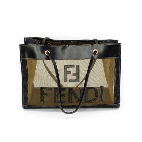 fendi logo mesh bag|Fendi signature tote bag.